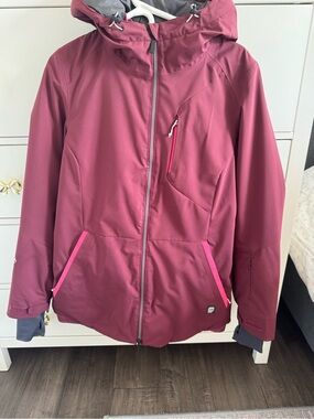 Orage Bergundy Zoe Ski Snow Jacket with Pink Accents